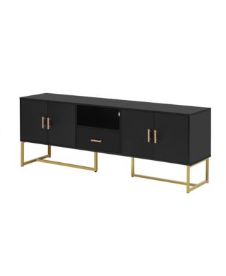 Streamdale Modern TV Stand for TVs up to 70", with Drawer, Cabinets, Metal Legs, Handles, and Safety Device