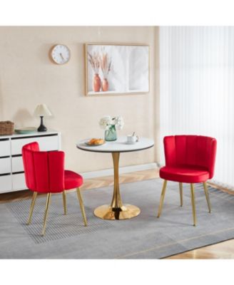 Red Velvet Dining Chair (Set of 2) with Gold Legs
