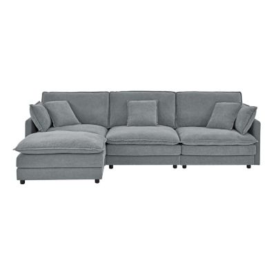 Streamdale Modern L-Shaped Sectional Sofa with Ottoman (Grey)
