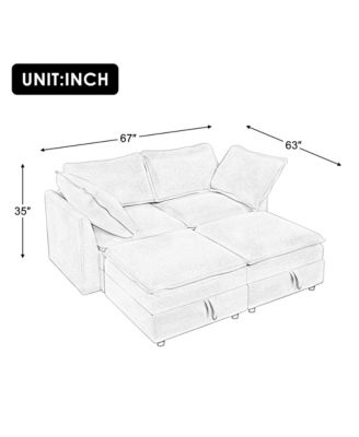 Mira Modular 4-Piece SofaFabric  Customizable, Comfortable, Storage-Equipped
