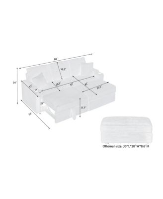 Streamdale 80" Foldable Chaise with Storage and Cup Holders (Corduroy, Black)