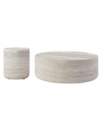 15.74 inch Faux MARS marble Pattern Coffee Tables for Living Room Round Tea table for Living Room, No Need Assembly