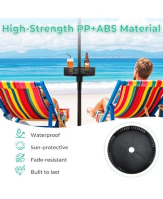 Patio Umbrella Table Tray Adjustable with Storage and Umbrella Poles