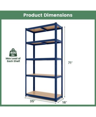 5-Tier Heavy Duty Metal Shelving Unit with 2000 LBS Total Load Capacity-Blue