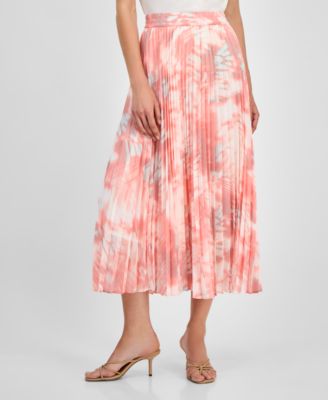Women's Printed Pleated Midi Skirt