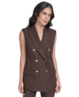 Calvin Klein - Women's Double-Breasted Textured Vest