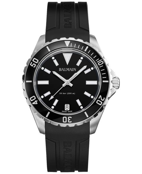 Мужские часы Balmain Swiss Ophrys Black Rubber Strap Watch 43mm