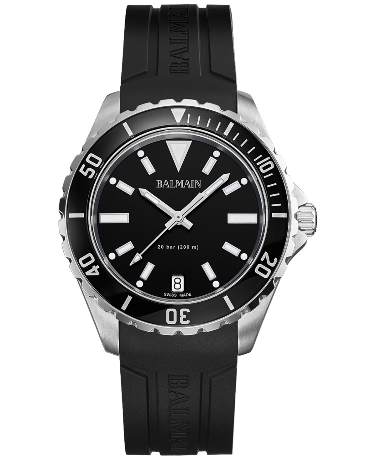 Men's Swiss Ophrys Black Rubber Strap Watch 43mm - Black