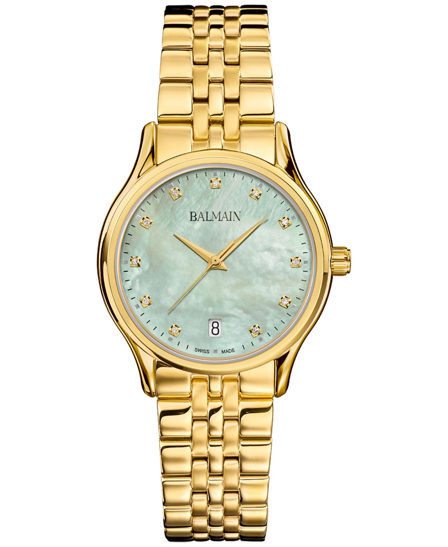 Женские часы Balmain Swiss Beleganza Diamond (1/20 ct. t.w.) Gold PVD Stainless Steel Bracelet Watch 32mm — фото 1