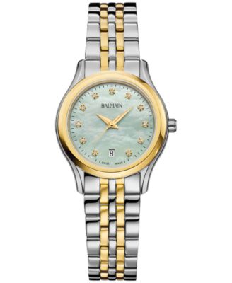 Balmain - Women's Swiss Beleganza Diamond (1/20 ct. t.w.) Two-Tone Stainless Steel Bracelet Watch 28mm