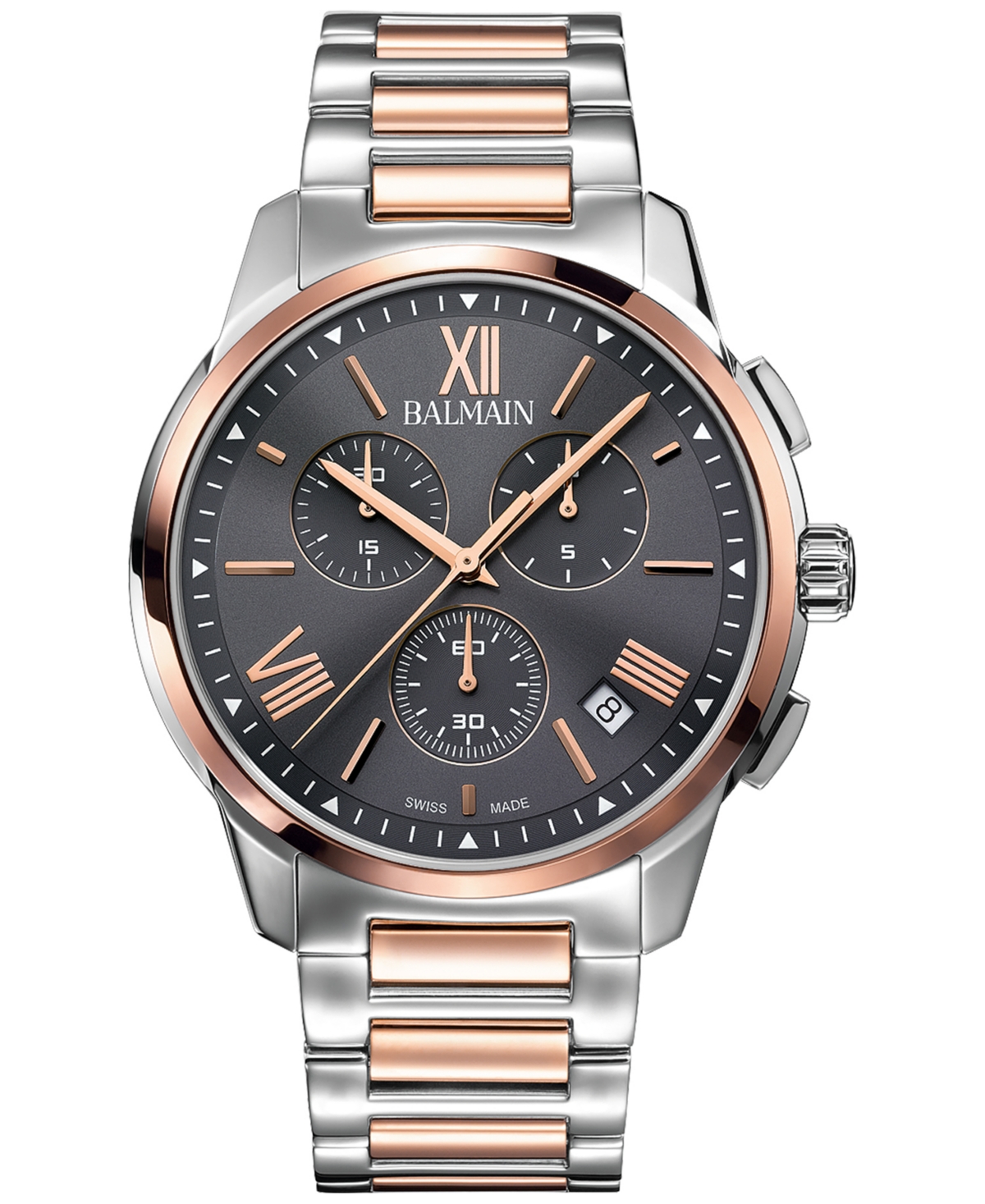 Men's Swiss Chronograph Madrigal Two-Tone Stainless Steel Bracelet Watch 42mm - Dark Grey