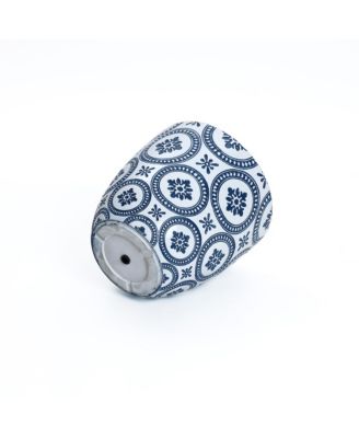 Blue and White Flower Pattern Round Tapered 9.4-Inch Tall Mgo Planter, Indoor and Outdoor