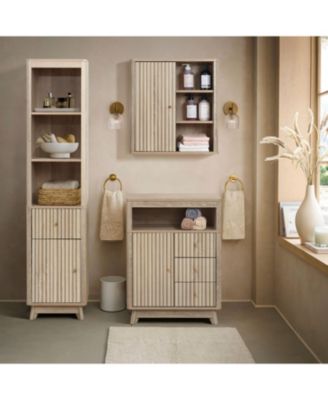Manufactured Wood Wave-Patterned 3-Drawer 1-Door Bathroom Cabinet