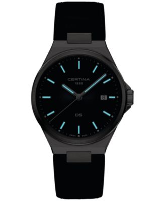 Men's Swiss DS-7 Blue Leather Strap Watch 39mm