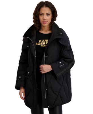 KARL LAGERFELD PARIS - Women's Hooded A-Line Puffer Coat