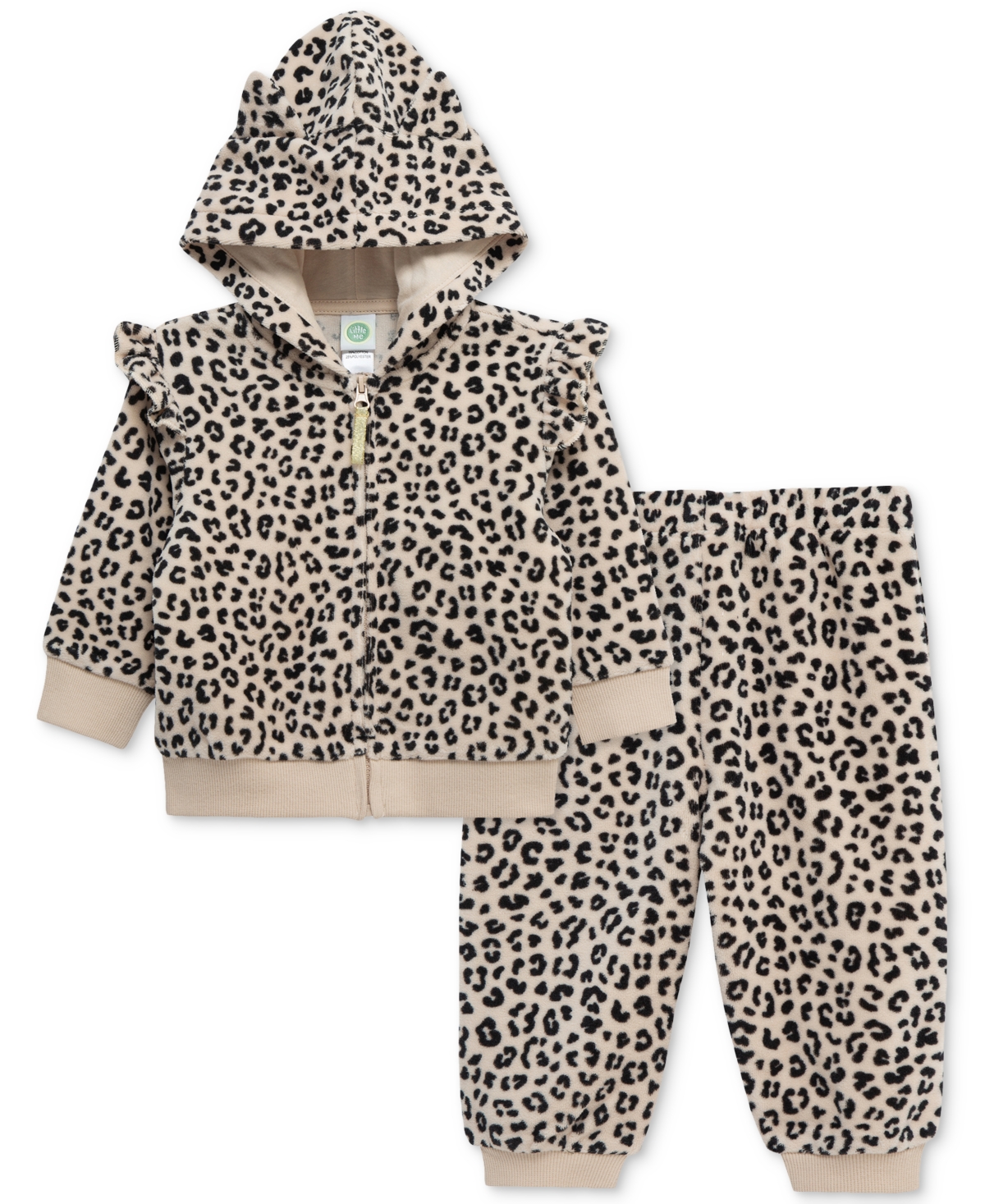 Little Me Baby Girls Zip-Up Leopard Hoodie & Pants, 2 Piece Set