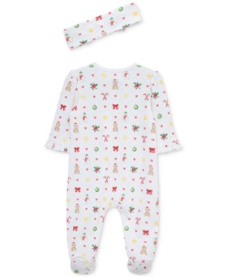 Baby Festive Footed Coverall & Headband, 2 Piece Set