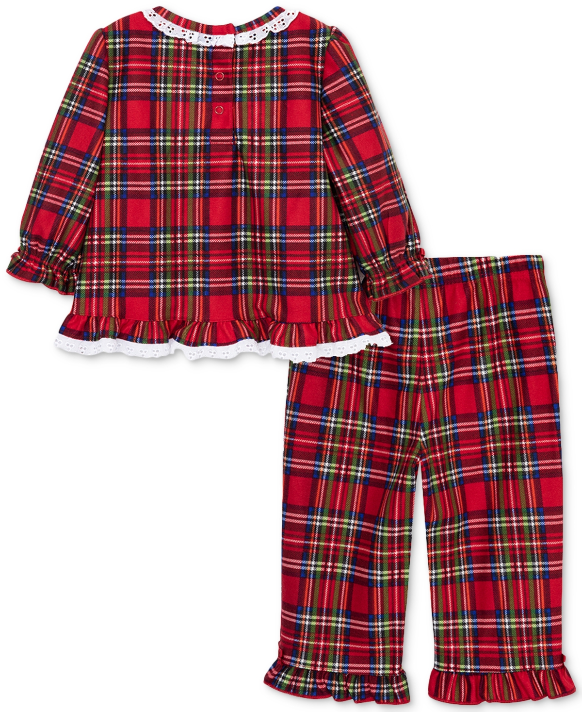 Little Me Toddler Girls Plaid & Lace Top Pants, 2 Piece Set