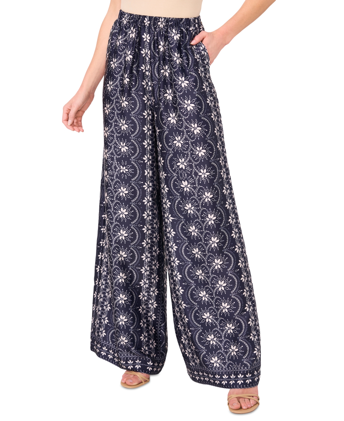 Shop Cece Women's Elastic-waist Wide-leg Flowy Pants