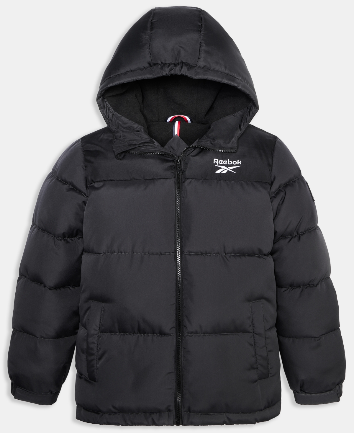 Reebok Big Boys Contrast Yoke Promo Long Sleeve Puffer Jacket In Black