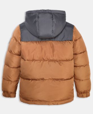 Toddler and Little Boys Contrast Yoke Promo Long Sleeve Puffer Jacket