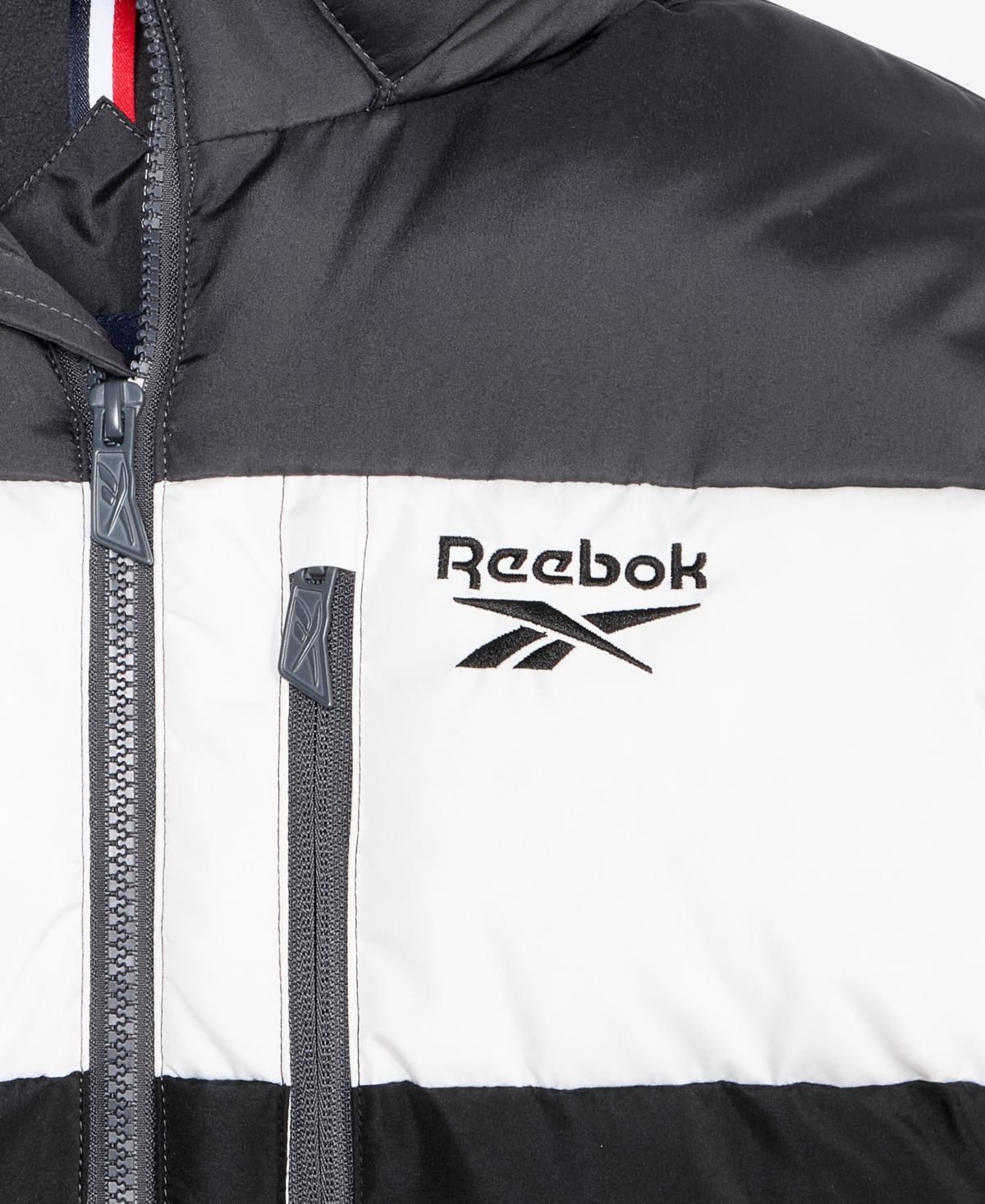Reebok Big Boys Color Blocked Promo Long Sleeve Puffer Jacket In Gray