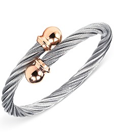 Unisex Celtic Two-Tone Cable Bangle Bracelet 