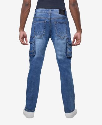 Men's Slim Fit Moto Rip Repair Cargo Jeans