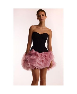 Women's Danceable mini skirt with ruched flower appliques