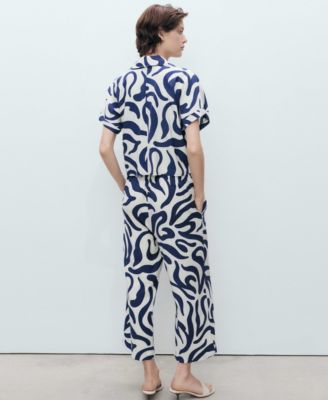 Women's Floral-Print Knot Detail Cropped Shirt