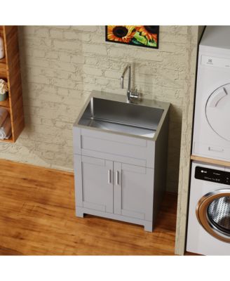 24" Bathroom Vanity Cabinet with Stainless Steel Sink