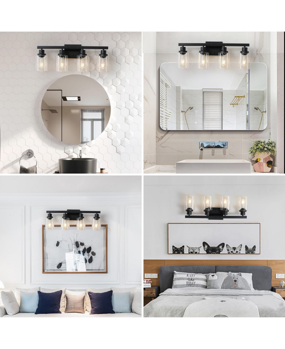 Streamdale 4-Lights Farmhouse Vanity Lights Fixture Rustic Bathroom Light Fixture Bathroom Sconce (Without Bulbs)