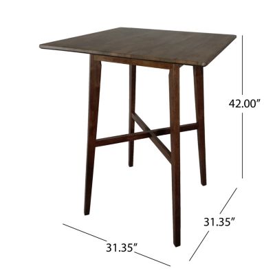 Streamdale Modern Bar Height 42" Dining Table, Rubberwood Legs and Laminate Table Top, Walnut Finish, Black
