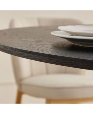 47.24" Round Modern Style MDF Wood Dining Table in Black Suitable for Kitchen, Living Room, Cafe, Milk Tea Shop