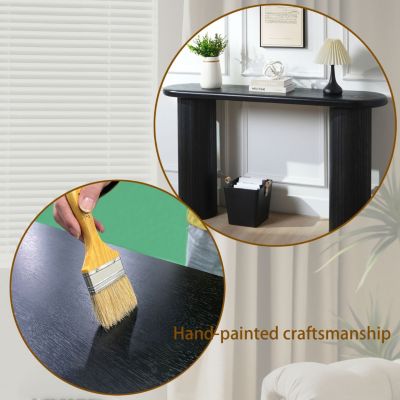 Streamdale Black Fluted Console Table - 56" Entryway/Sofa Table for Living Room