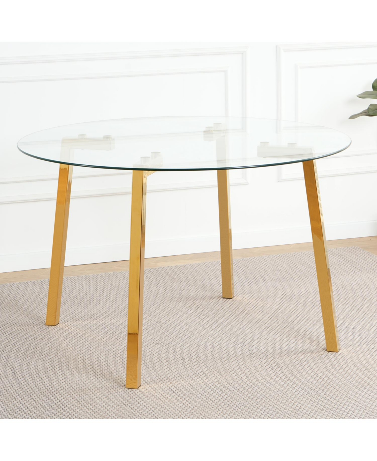 Streamdale FurnitureModern Round Glass Dining Table with Gold Legs (47.2")