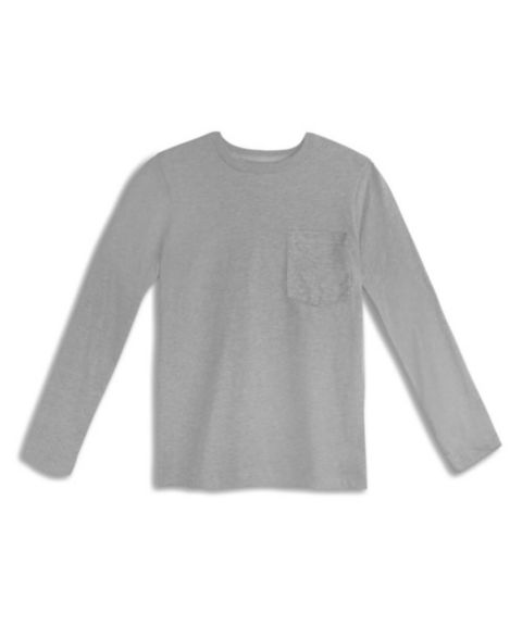 Футболка Mightly Fair Trade Organic Cotton Long Sleeve Pocket T-Shirt для девочек, цвет: Меланжевый серый