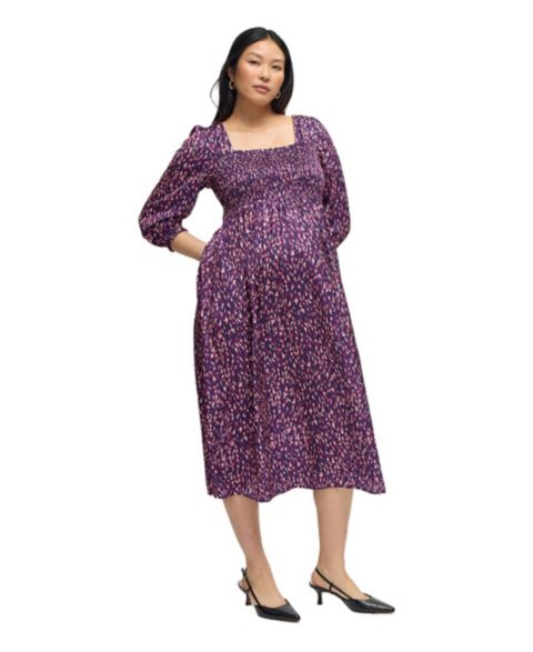 Женское платье Ingrid + Isabel Smocked Sateen Nursing Midi, цвет: Синий инжирный