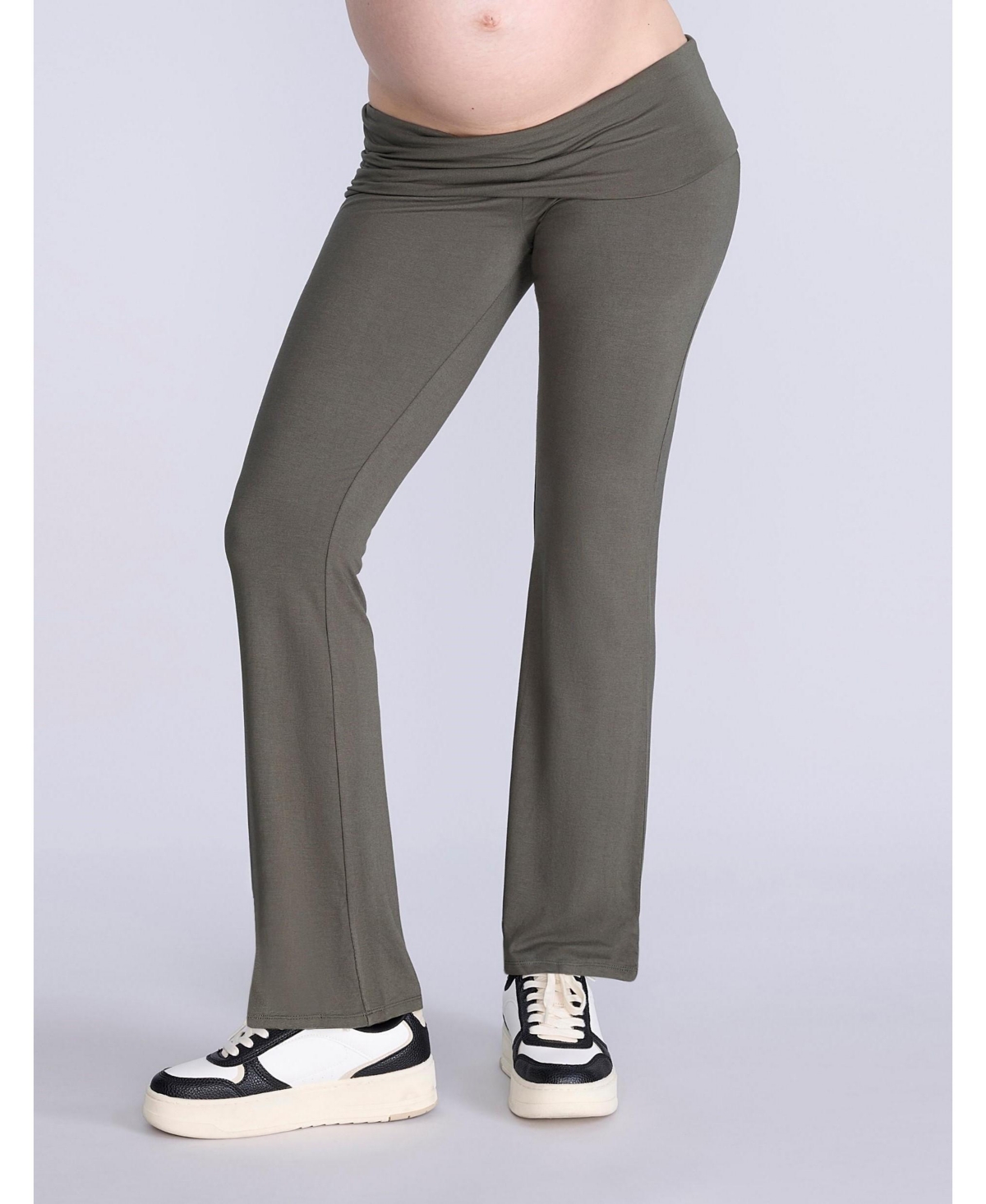 Maternity Roll Over Waistband Flare Legging - Motherhood - Deep depths