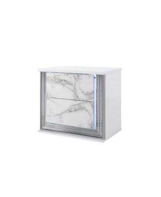 2-Drawer Lighted Nightstand – Modern Bedside Table with LED Lights and Storage