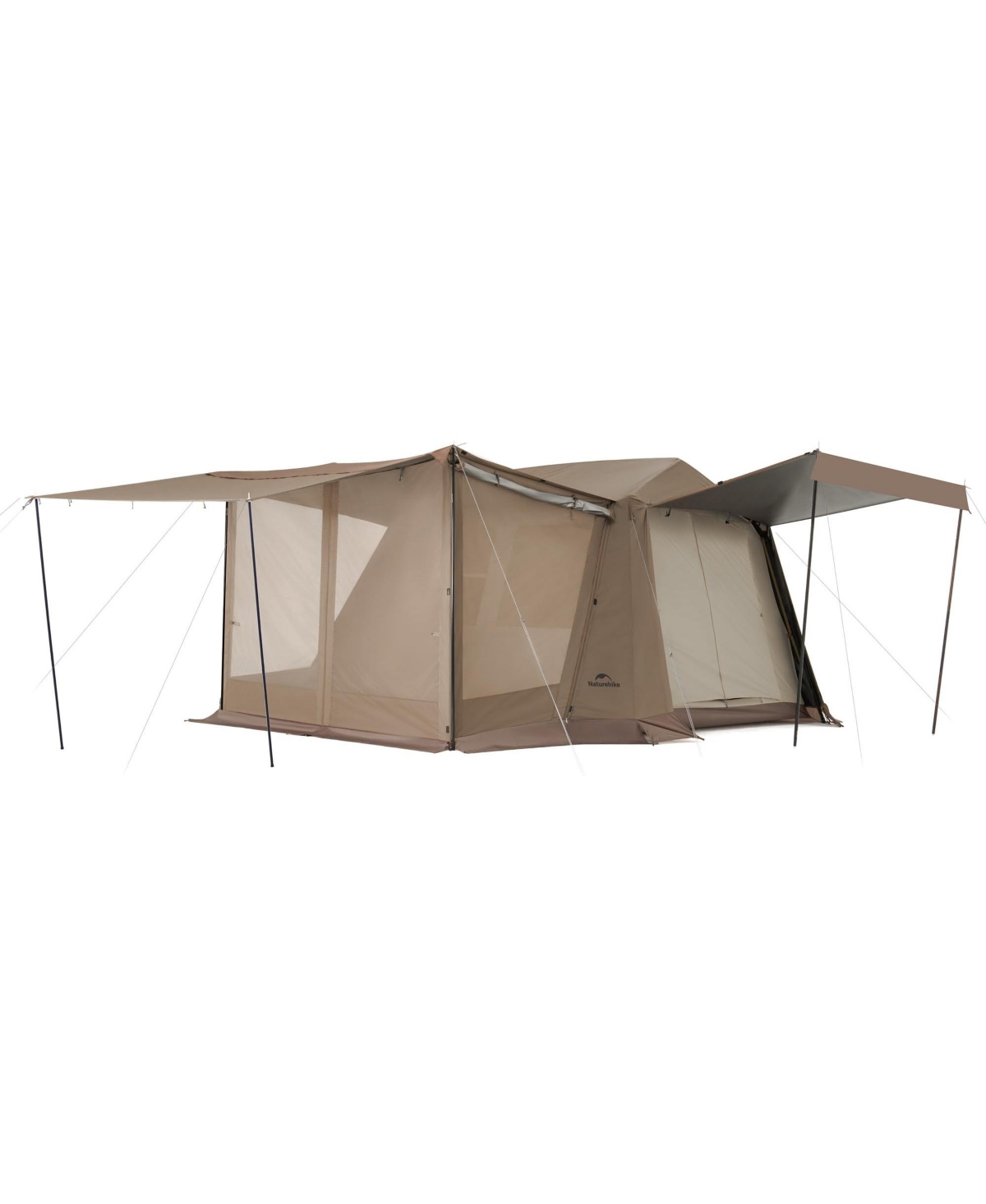 Village Camping Tent,4/6/8 Person Tents for Camping, 60S Easy Setup Instant Tent for Family Camping, Car Camping - Brown with screen porch