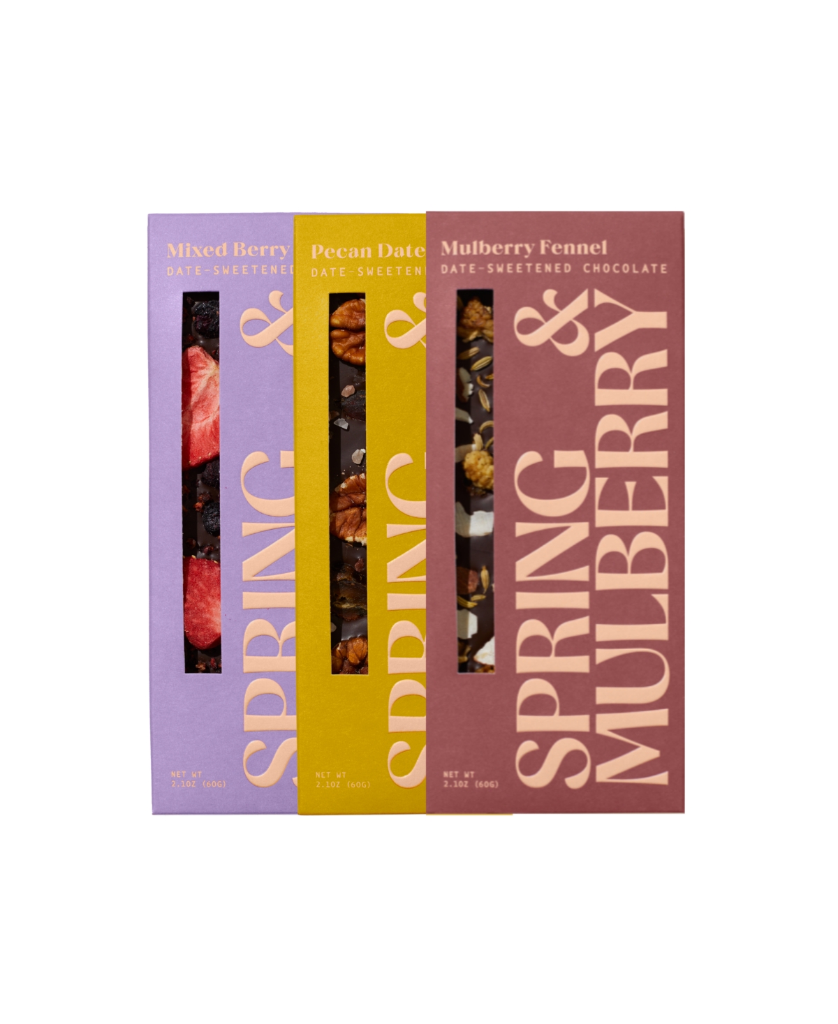 SPRING & MULBERRY BEST SELLERS COLLECTION DATE-SWEETENED DARK CHOCOLATE BAR GIFT SET, 3-PACK 