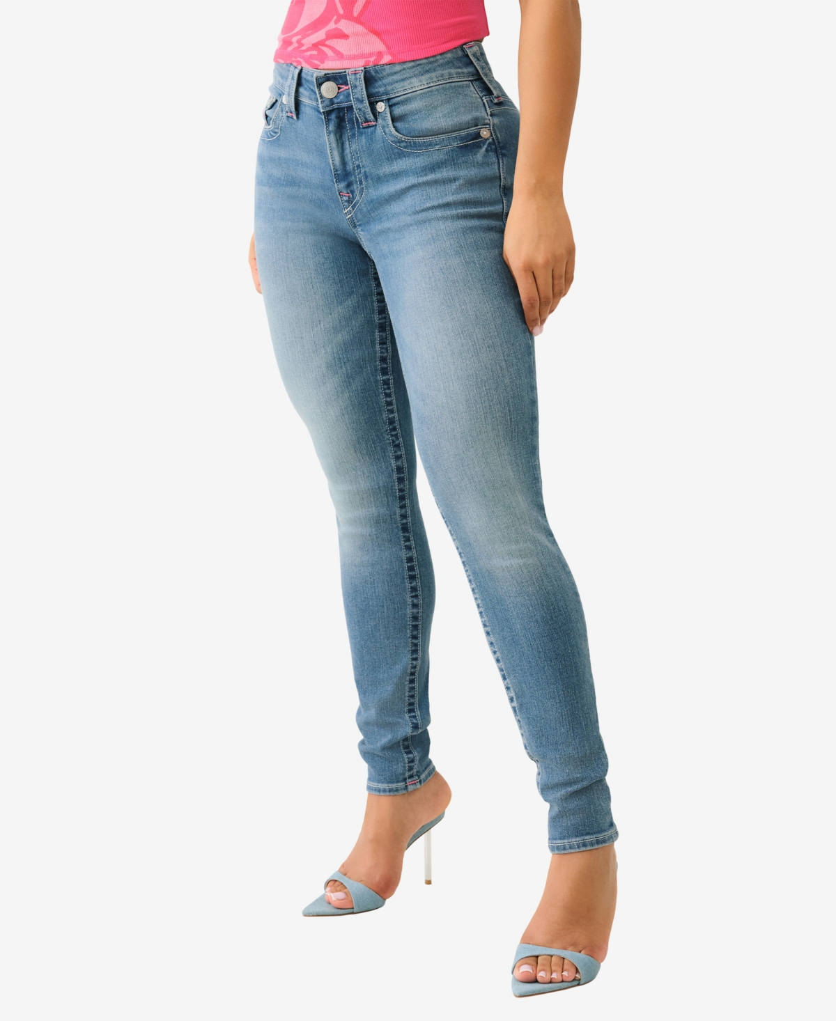 TRUE RELIGION WOMEN'S JENNIE I LOVE TRUE SKINNY ZIPPER JEANS 
