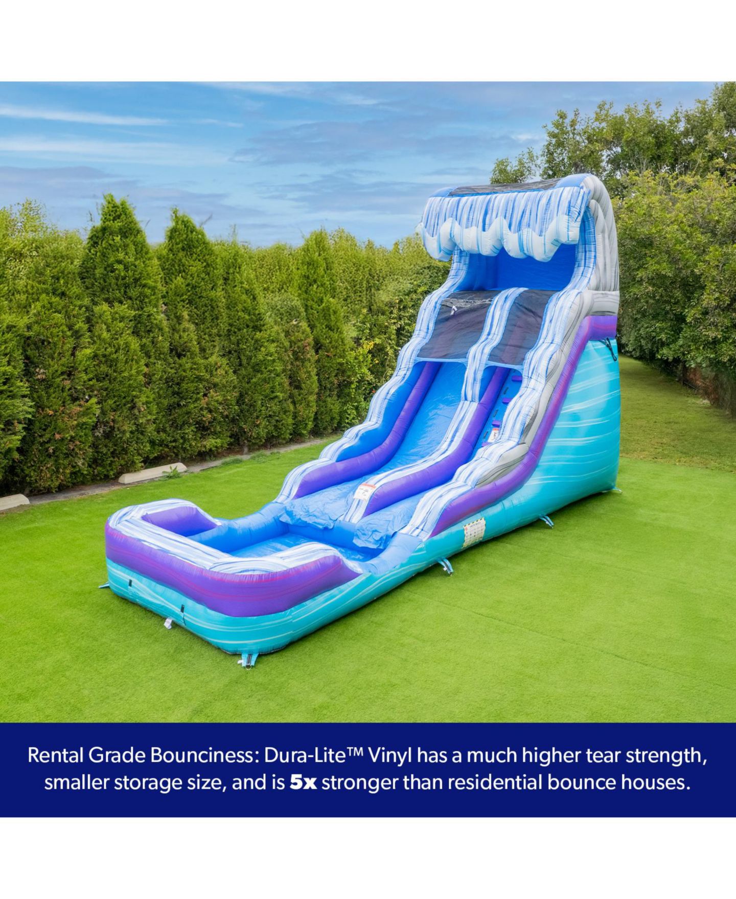 Детская игрушка HERO Kiddo Ocean Wave 16' Commercial-Grade Vinyl Water Slide with Attached Pool and Drainage System, Ages 3+ — фото 2