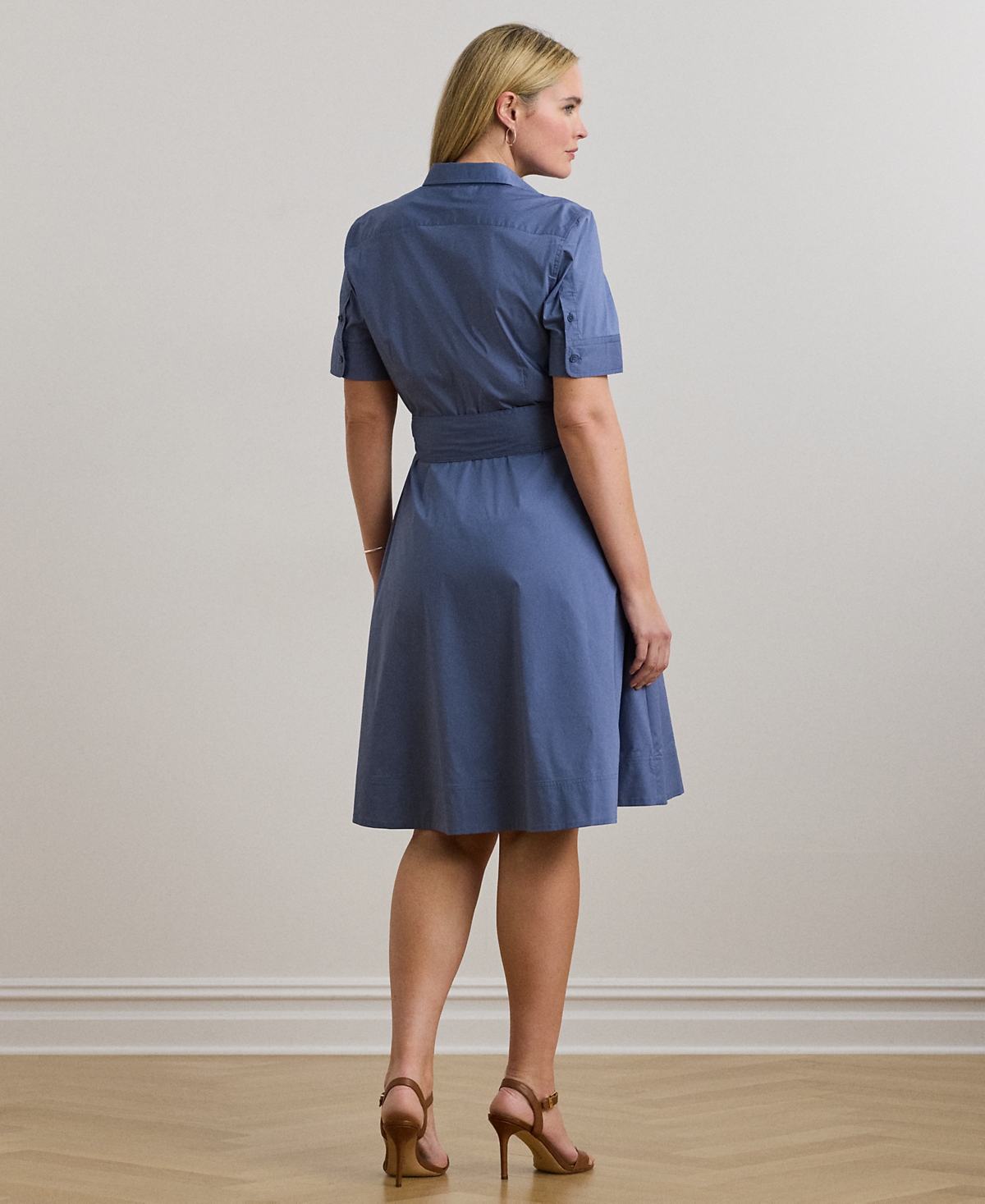 Lauren Ralph Lauren Plus Size Belted Cotton-Blend Shirtdress