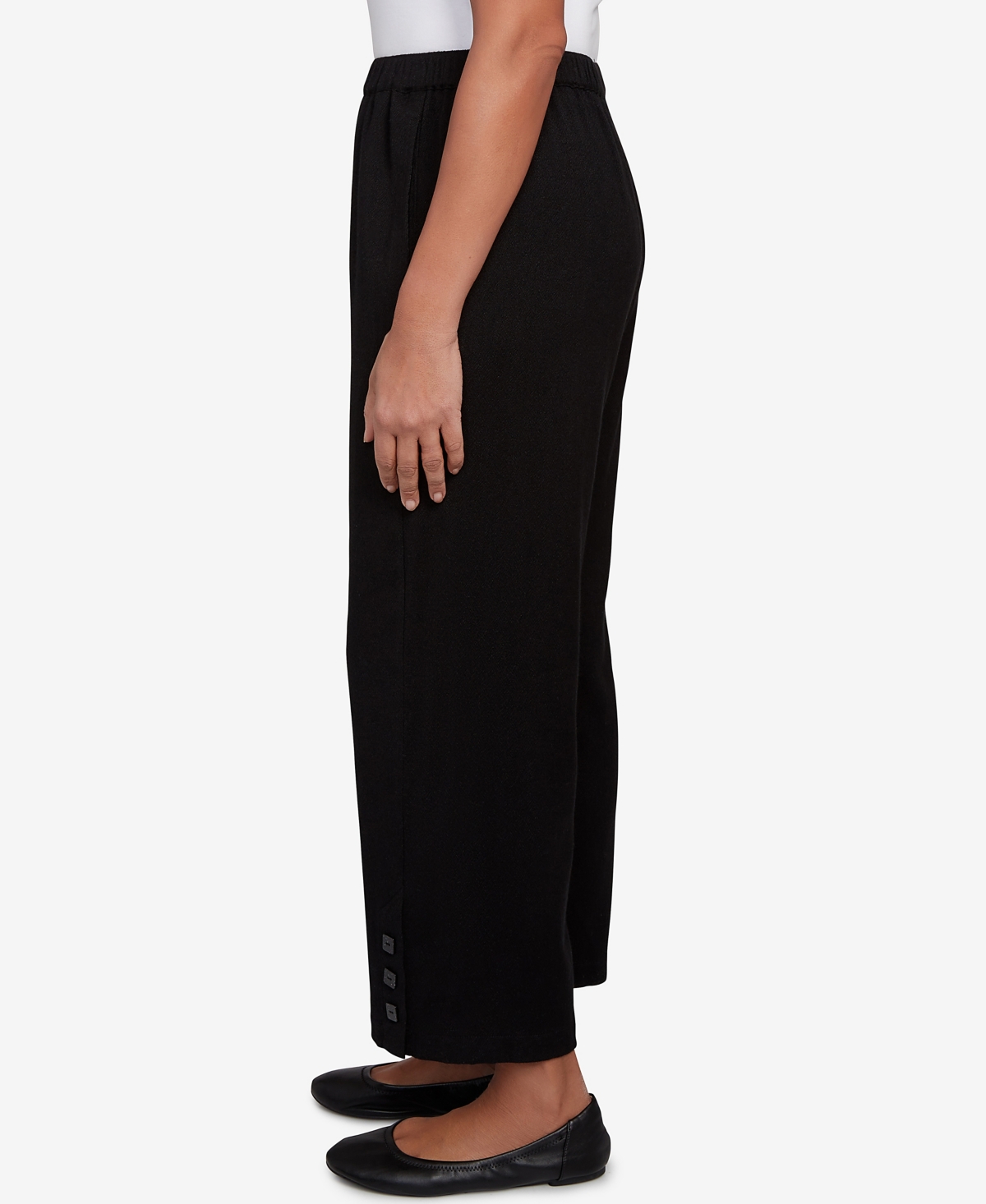 Alfred Dunner Petite Santa Barbara Button Cuffed All Around Elastic Ankle Pants