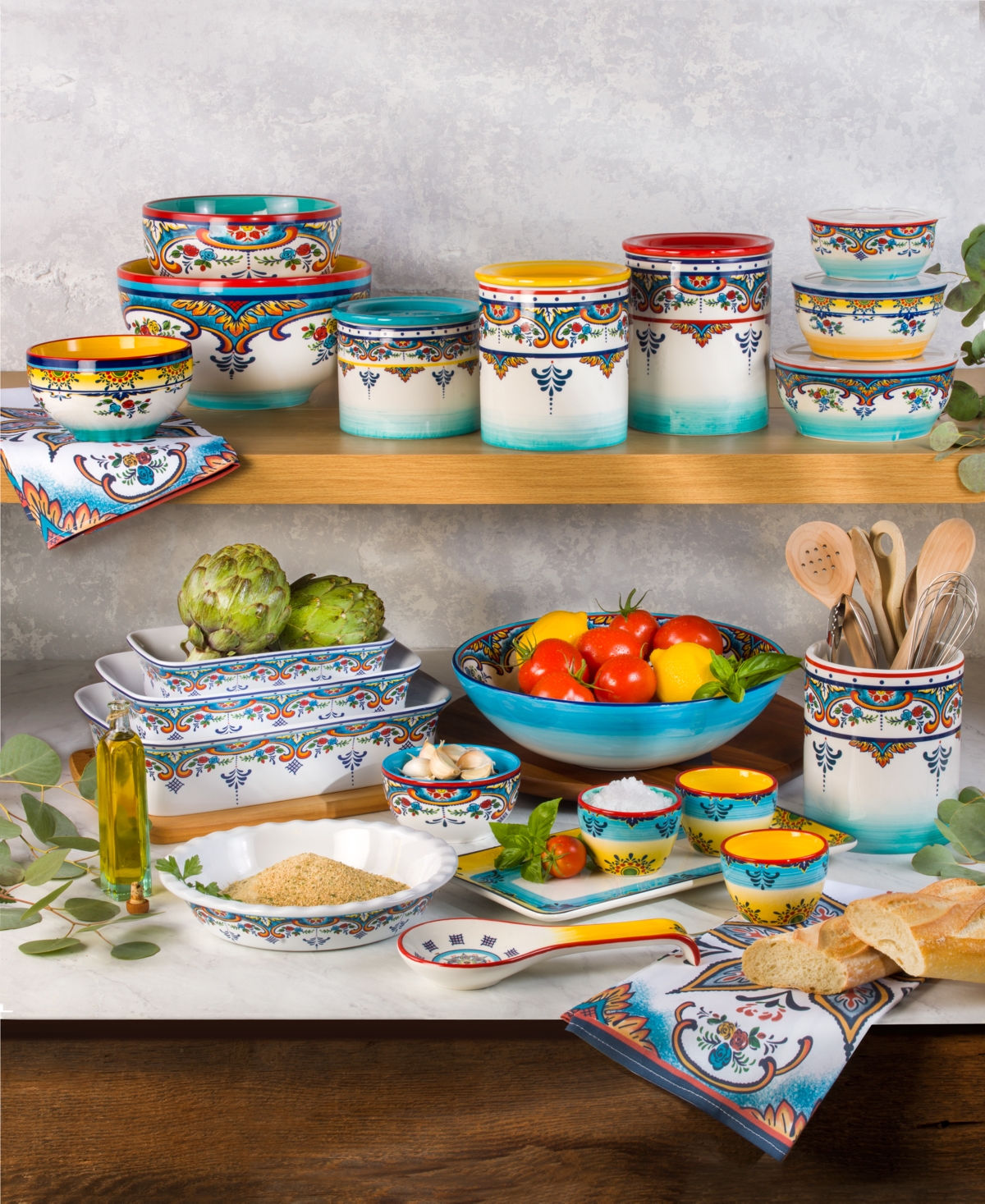 Euro Ceramica Zanzibar Kitchen Storage Bowls, Set of 3