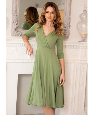 Women's Annie V-Neck 3/4 Sleeve Midi Dress