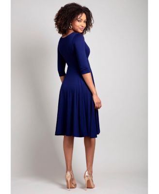 Women's Annie V-Neck 3/4 Sleeve Midi Dress