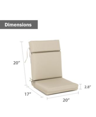 4Pcs Outdoor Cartridge High Back Dining Chair Cushion Set, Fade and Water Resistant Polyester Fabric Cover with Ties and Zipper